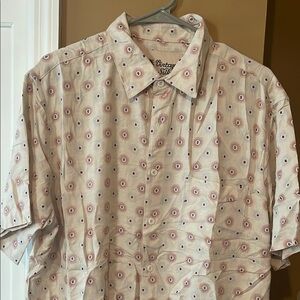 Vintage Cream and Red Casual Button Down Shirt